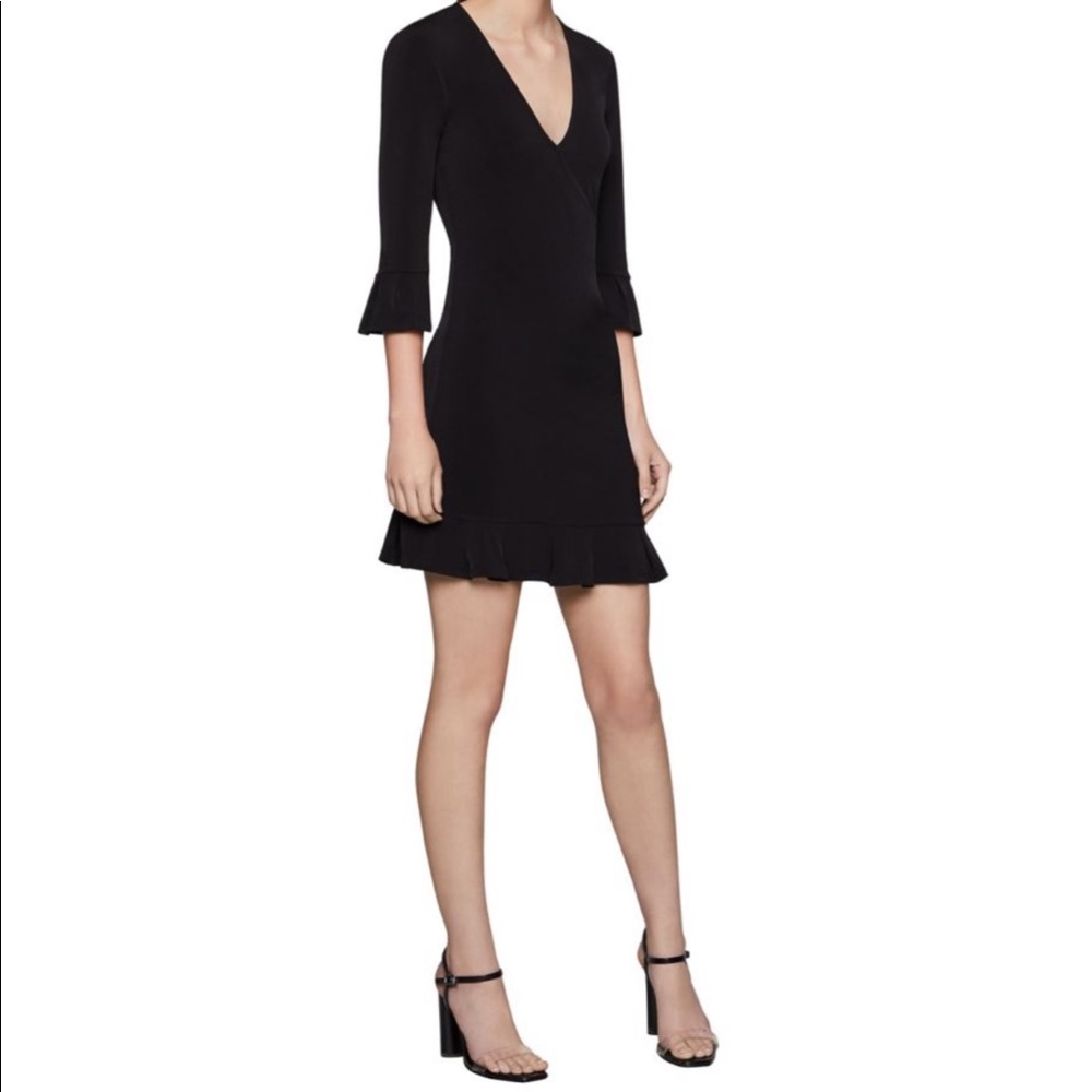BCBGeneration Bell-Sleeve Ruffle Wrap Dress NWT